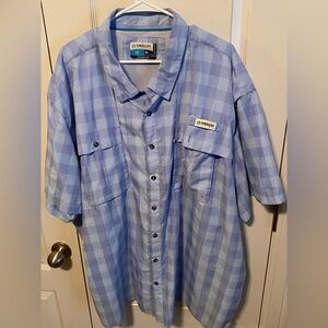 Magellan Outdoors Fish Gear Lifgtweight Blue Checkered Relaxed Fit Shirt 4XL